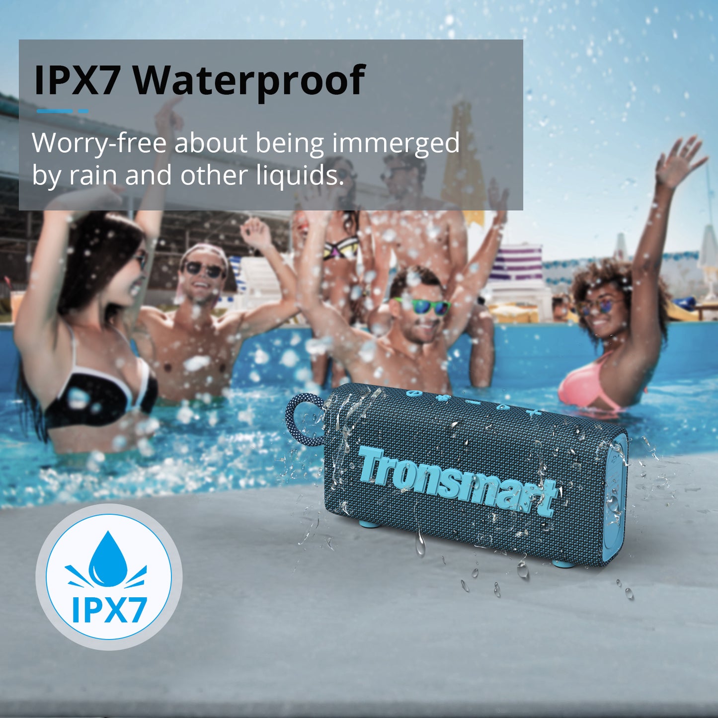 Tronsmart Trip Bluetooth 5.3 Speaker Dual-Driver Portable Speaker with IPX7 Waterproof, True Wireless Stereo for Outdoor speaker