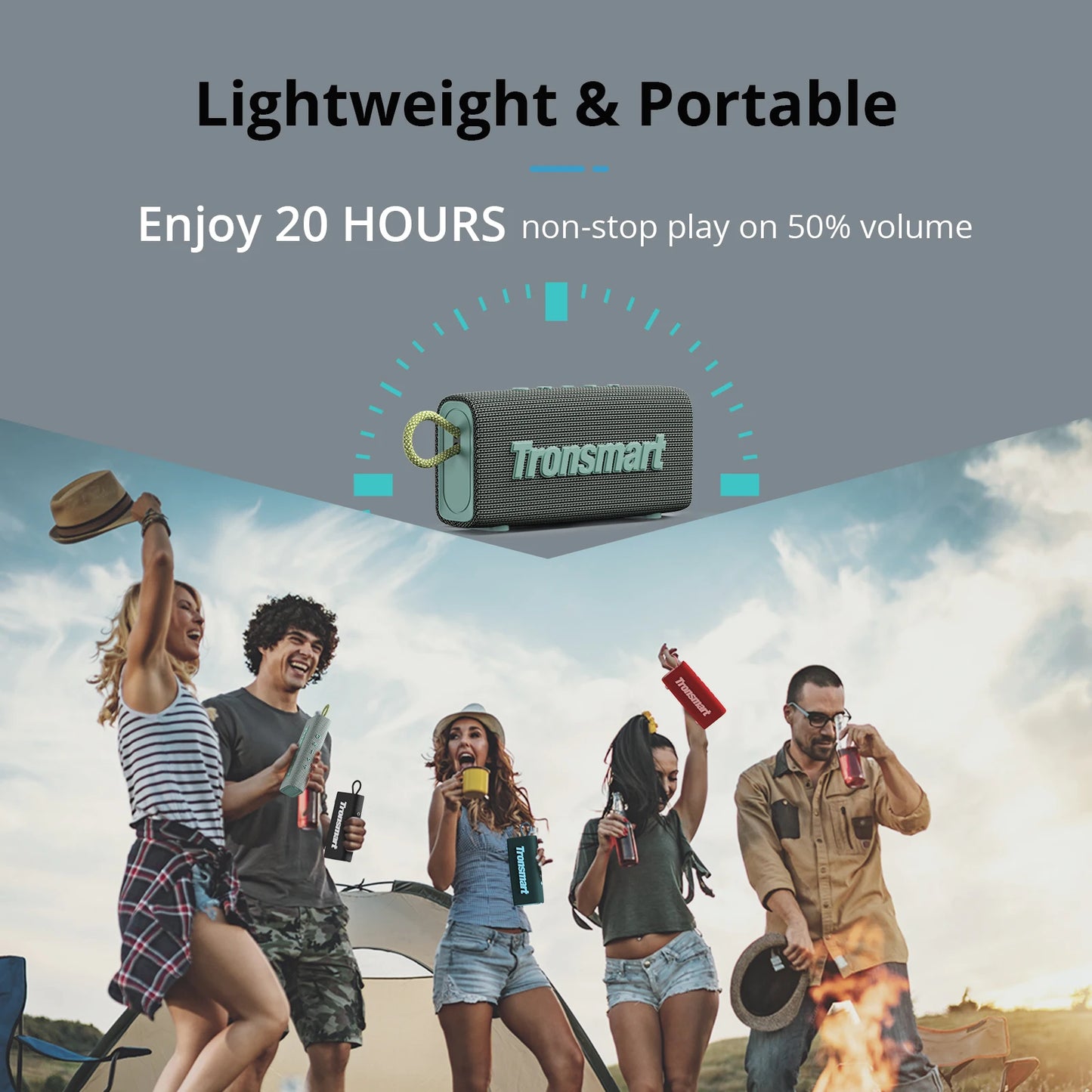 Tronsmart Trip Bluetooth 5.3 Speaker Dual-Driver Portable Speaker with IPX7 Waterproof, True Wireless Stereo for Outdoor speaker